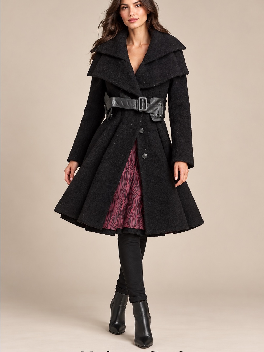 Mackage swing coat with corset belt